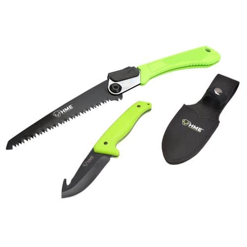 HME KNFSFB Saw and Knife 420HC Stainless Steel Black Oxide Gut Hook/Saw Thermoplastic Rubber Green HME KNFSFB Saw and Knife 420HC Stainless Steel Black Oxide Gut Hook/Saw Thermoplastic Rubber Green