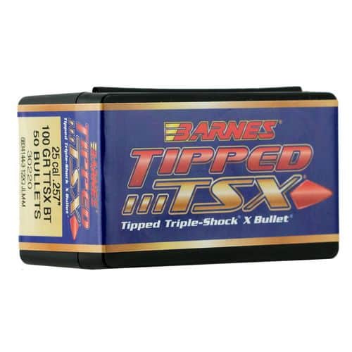 Barnes Bullets 30220 Tipped TSX25 Caliber .257 100 GR TTSX Boat Tail 50 Box Barnes Bullets 30220 Tipped TSX25 Caliber .257 100 GR TTSX Boat Tail 50 Box