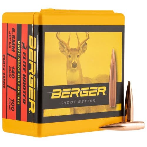 Berger Bullets 26552 Elite Hunter 6.5mm 140 gr 100 Elite Hunter Berger Bullets 26552 Elite Hunter 6.5mm 140 gr 100 Elite Hunter
