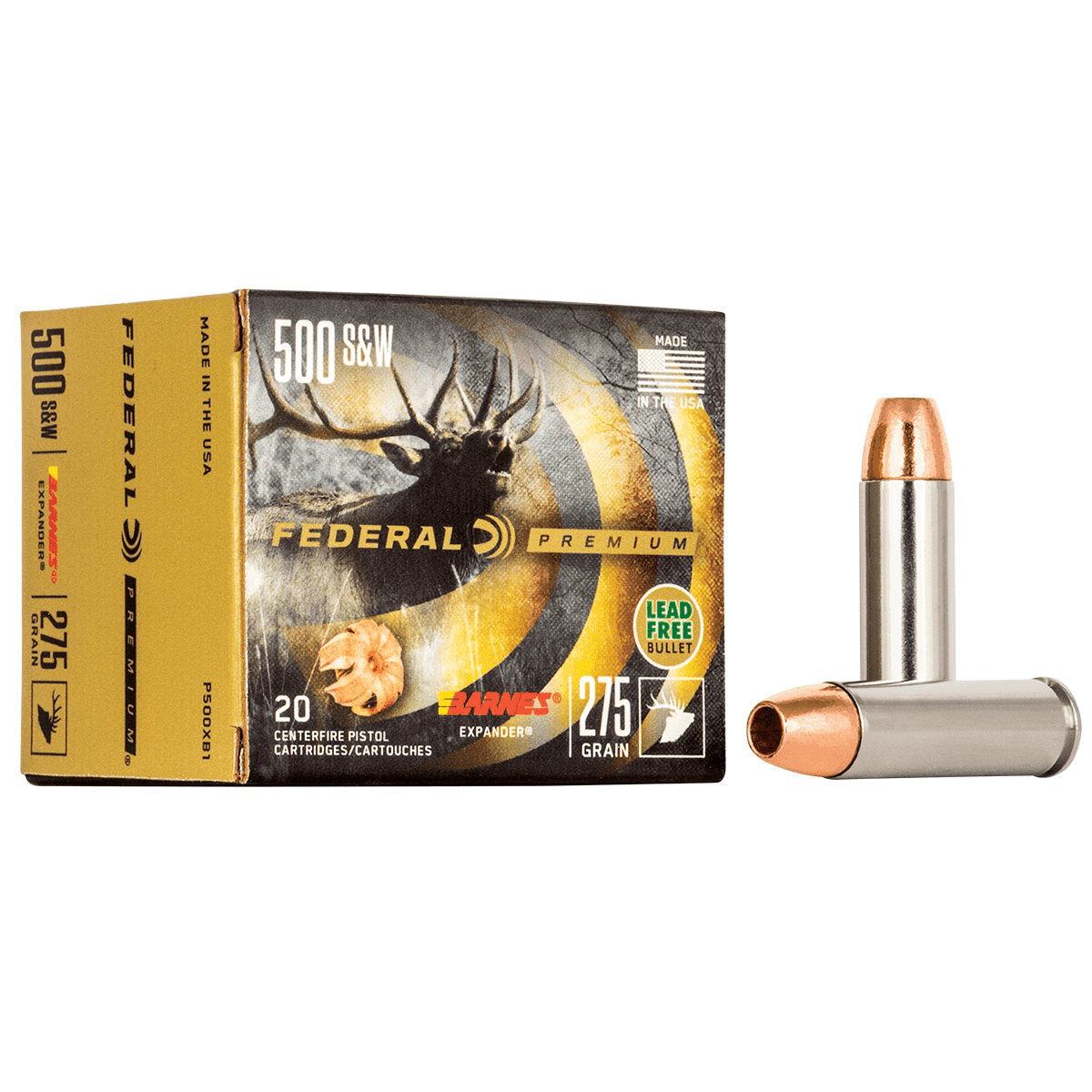 Federal 500 S&W Mag 275 gr Barnes Expander Handgun Ammo Federal 500 S&W Mag 275 gr Barnes Expander Handgun Ammo