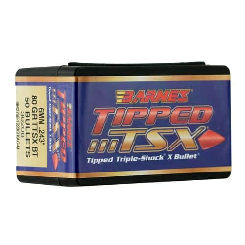 Barnes Bullets 30208 Tipped TSX6mm .243 80 GR TTSX Boat Tail 50 Box Barnes Bullets 30208 Tipped TSX6mm .243 80 GR TTSX Boat Tail 50 Box