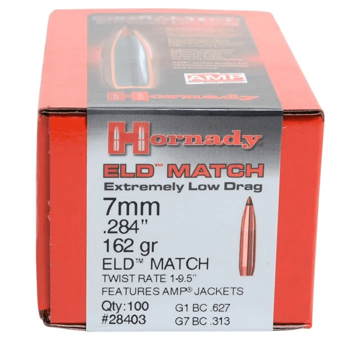 Hornady ELD Match 284 Cal/7mm (284 Diameter) 162 Grain Bullets Boat Tail 100 Count Box Hornady ELD Match 284 Cal/7mm (284 Diameter) 162 Grain Bullets Boat Tail 100 Count Box