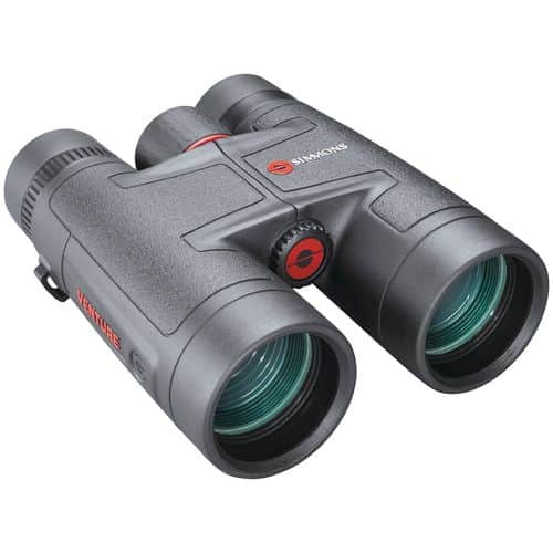 Simmons 8971050P Venture Binocular 10x 50mm 325 ft @ 100 yds FOV 15.24mm Eye Relief Black Simmons 8971050P Venture Binocular 10x 50mm 325 ft @ 100 yds FOV 15.24mm Eye Relief Black