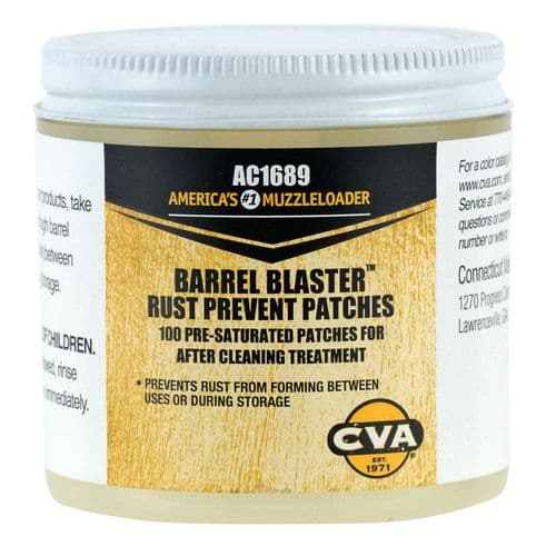 CVA AC1689 Barrel Blaster PreLubed Patches Jar 100 CVA AC1689 Barrel Blaster PreLubed Patches Jar 100