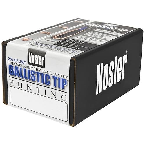 Nosler 25115 Ballistic Tip Hunting 25 Caliber .257 115 GR Spitzer Point 50 Box Nosler 25115 Ballistic Tip Hunting 25 Caliber .257 115 GR Spitzer Point 50 Box