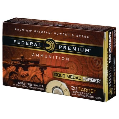 Federal GM65CRDBH1 Gold Medal 6mm Creedmoor 105 gr Berger Hybrid Open Tip Match 20 Bx/ 10 Cs Federal GM65CRDBH1 Gold Medal 6mm Creedmoor 105 gr Berger Hybrid Open Tip Match 20 Bx/ 10 Cs