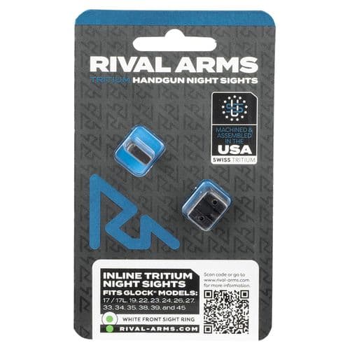 Rival Arms RA4B231G Tritium Night Sights Fits Glock 17,19 U-Notch Green w/White Outline Green Black Rival Arms RA4B231G Tritium Night Sights Fits Glock 17,19 U-Notch Green w/White Outline Green Black
