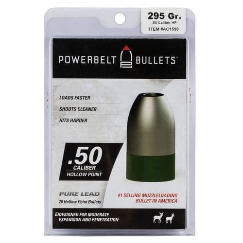 CVA AC1598 Powerbelt Pure Lead 50 Black Powder Lead Hollow Point 295 GR 15 Pack CVA AC1598 Powerbelt Pure Lead 50 Black Powder Lead Hollow Point 295 GR 15 Pack