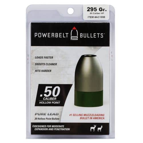 CVA AC1598 Powerbelt Pure Lead 50 Black Powder Lead Hollow Point 295 GR 15 Pack CVA AC1598 Powerbelt Pure Lead 50 Black Powder Lead Hollow Point 295 GR 15 Pack