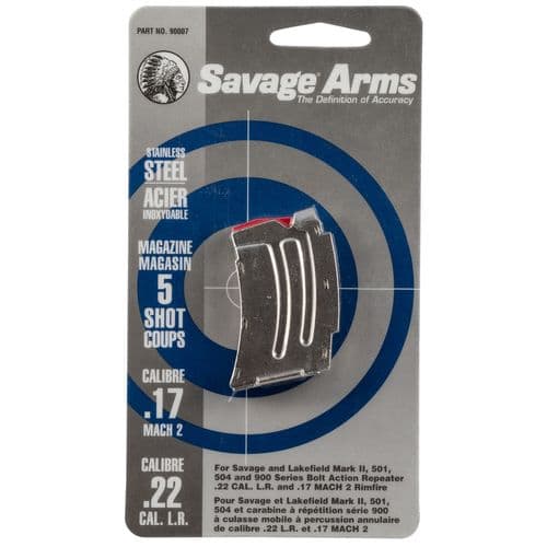 Savage 90007 MK II 22LR,17 MACH 2 5rd Stainless Detachable Savage 90007 MK II 22LR,17 MACH 2 5rd Stainless Detachable