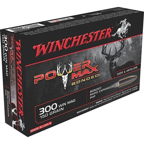 Winchester Ammo X30WM1BP Power Max Bonded 300 Win Mag 150 gr Protected Hollow Point 20 Bx/ 10 Cs Winchester Ammo X30WM1BP Power Max Bonded 300 Win Mag 150 gr Protected Hollow Point 20 Bx/ 10 Cs