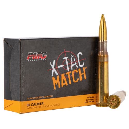 PMC 50XM X-Tac Match 50 BMG 740 gr Solid Brass 10 Per Box PMC 50XM X-Tac Match 50 BMG 740 gr Solid Brass 10 Per Box