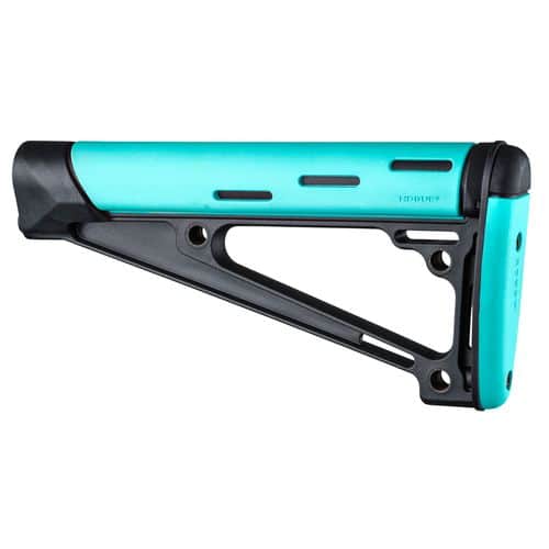 Hogue 13441 OverMolded Fixed Buttstock AR-15 A2 Rubber/Polymer Black/Aqua Hogue 13441 OverMolded Fixed Buttstock AR-15 A2 Rubber/Polymer Black/Aqua