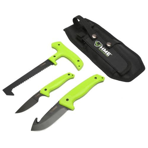 HME KN3PFK 3-Piece Fixed Set 420HC Stainless Steel Black Oxide Skinner w/Gut Hook/Saw/Caper Thermoplastic Rubber Green HME KN3PFK 3-Piece Fixed Set 420HC Stainless Steel Black Oxide Skinner w/Gut Hook/Saw/Caper Thermoplastic Rubber Green