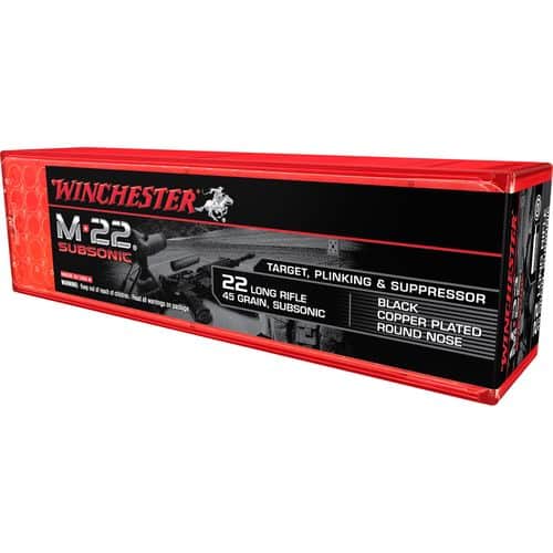 Winchester Ammo S22LRTSUP M-22 Subsonic 22 LR 45 gr Copper-Plated Round Nose 100 Bx/ 20 Cs Winchester Ammo S22LRTSUP M-22 Subsonic 22 LR 45 gr Copper-Plated Round Nose 100 Bx/ 20 Cs