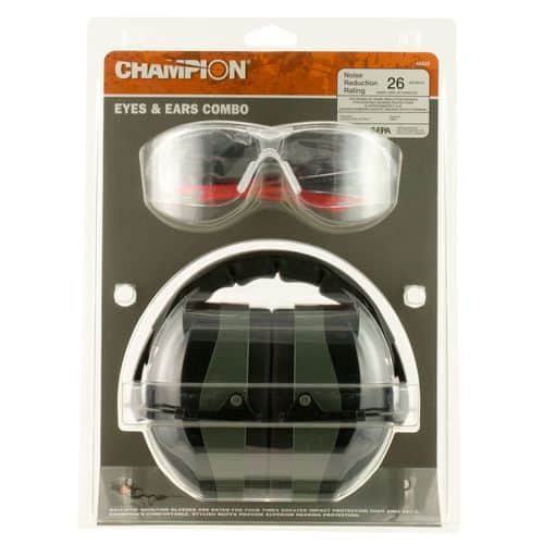 Champion Targets 40622 Eyes & Ears Combo 26 dB Over the Head Passive Muff & Shooting Glasses Black/Gray Champion Targets 40622 Eyes & Ears Combo 26 dB Over the Head Passive Muff & Shooting Glasses Black/Gray