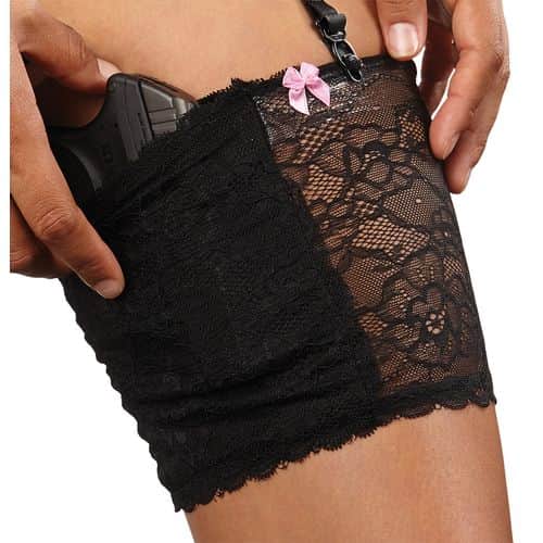 Bulldog BD894 Concealed Lace Thigh Size Large Black/White Silicone Holder w/Lace Slip On Fits Mini Semi-Autos Right Hand Bulldog BD894 Concealed Lace Thigh Size Large Black/White Silicone Holder w/Lace Slip On Fits Mini Semi-Autos Right Hand