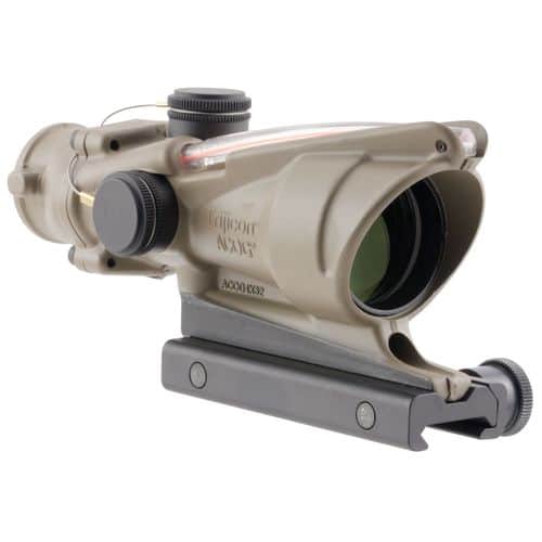 Trijicon 100310 ACOG 4x 32mm Obj 36.8 ft @ 100 yds FOV Flat Dark Earth Finish Dual Illuminated Chevron 223 Red Trijicon 100310 ACOG 4x 32mm Obj 36.8 ft @ 100 yds FOV Flat Dark Earth Finish Dual Illuminated Chevron 223 Red