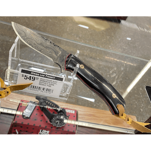 NIGHTHAWK K300 DAMASCUS STEEL, BUFFALO HORN, MOSAIC PINS NIGHTHAWK K300 DAMASCUS STEEL, BUFFALO HORN, MOSAIC PINS