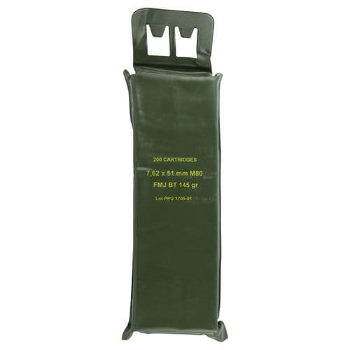 PPU Mil-Spec M80 Battle Pack 7.62x51mm, 145 Grain FMJ-BT, 200 Rounds PPU Mil-Spec M80 Battle Pack 7.62x51mm, 145 Grain FMJ-BT, 200 Rounds