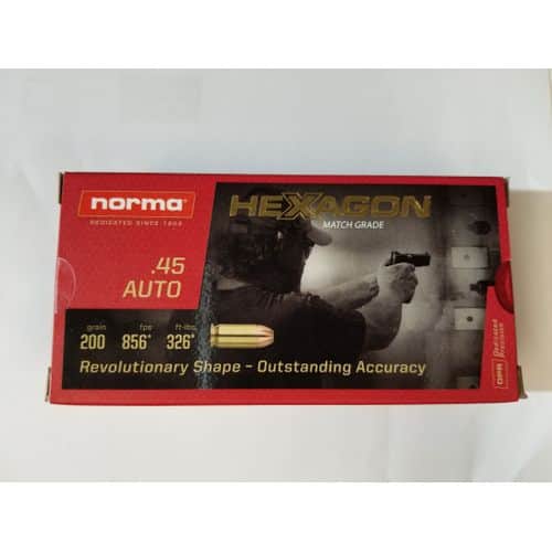 Norma Match Grade 45 Auto - Hexagon - 50rds - 200gr Norma Match Grade 45 Auto - Hexagon - 50rds - 200gr