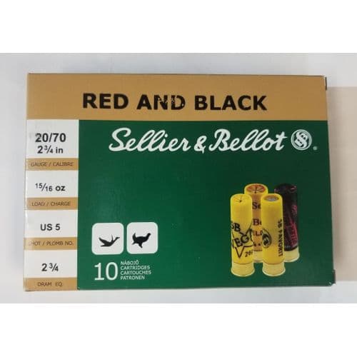 Sellier & Bellot Red and Black 20GA - 2 3/4 - #5 Sellier & Bellot Red and Black 20GA - 2 3/4 - #5