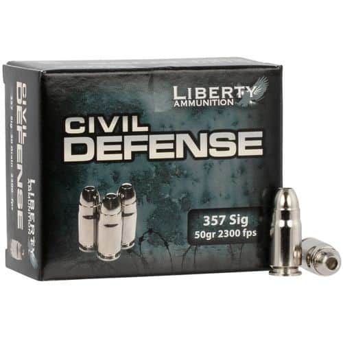 Liberty Ammunition Civil Defense 357 Sig 50 gr Hollow Point (HP) 20 Bx Liberty Ammunition Civil Defense 357 Sig 50 gr Hollow Point (HP) 20 Bx