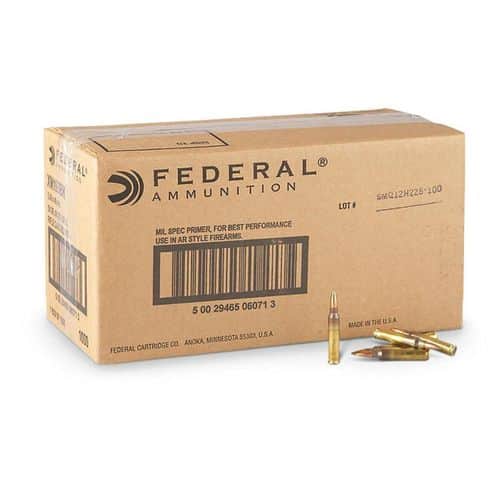 Federal 5.56x45mm NATO 55 gr FMJ 1000 Round Case Federal 5.56x45mm NATO 55 gr FMJ 1000 Round Case