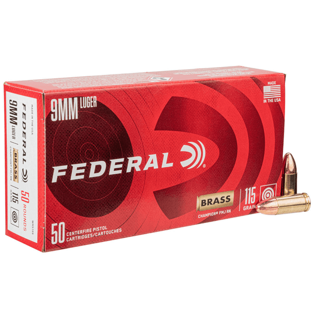 Federal Champion 9mm Luger Ammo 115 Grain FMJ (50 Rounds) Federal Champion 9mm Luger Ammo 115 Grain FMJ (50 Rounds)