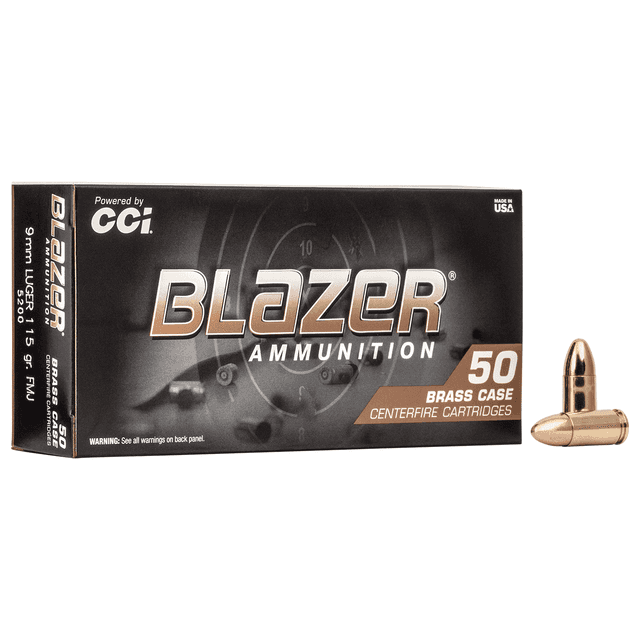 Blazer Brass 9mm Luger 115 Grain FMJ Ammunition (50 Rounds) Blazer Brass 9mm Luger 115 Grain FMJ Ammunition (50 Rounds)