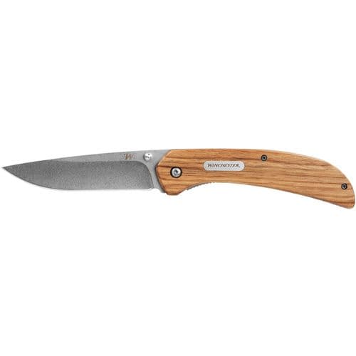 Winchester Heel Spur Clip Folding Knife Wooden Handle Winchester Heel Spur Clip Folding Knife Wooden Handle
