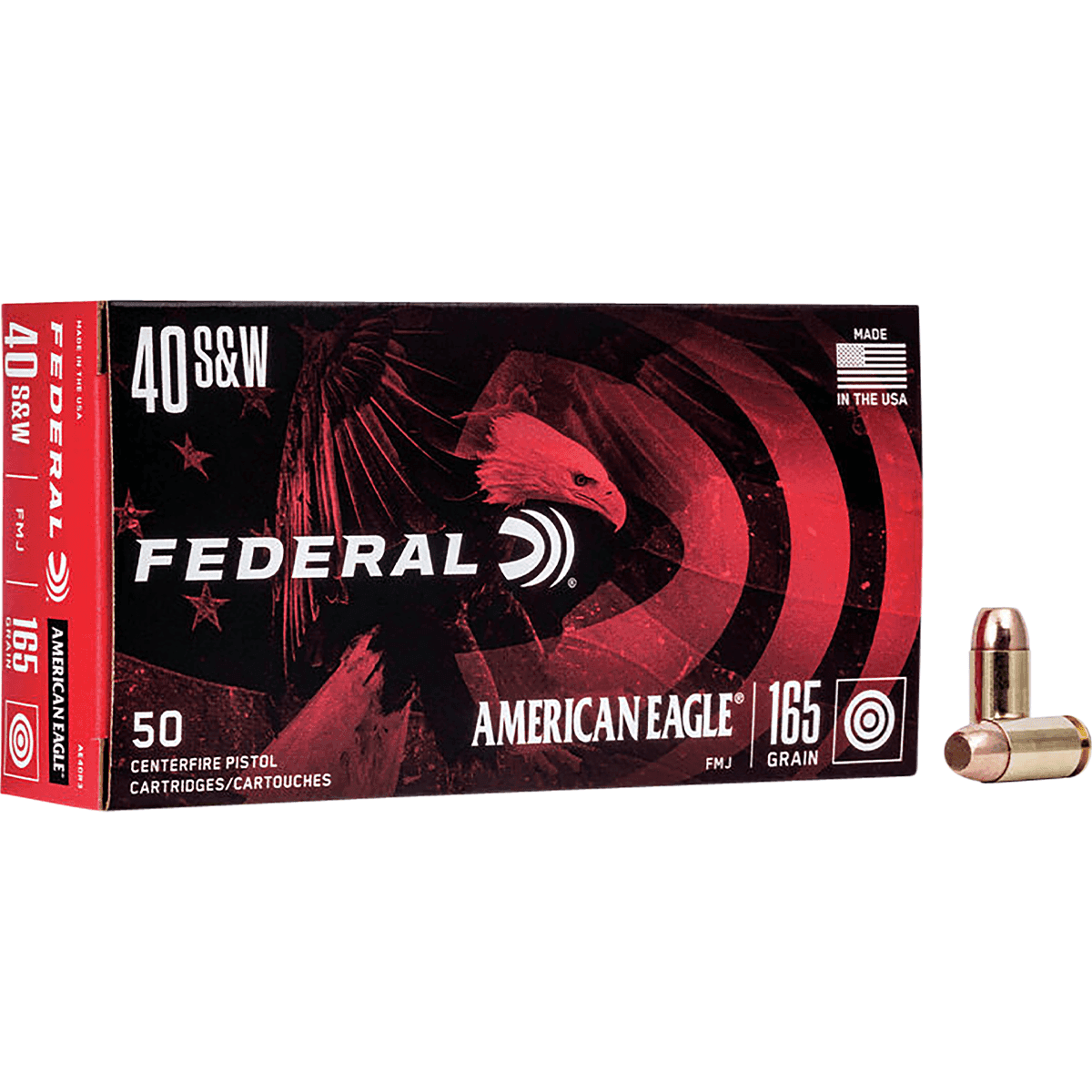 Federal 40 S&W 165 gr Full Metal Jacket Handgun Ammo Federal 40 S&W 165 gr Full Metal Jacket Handgun Ammo