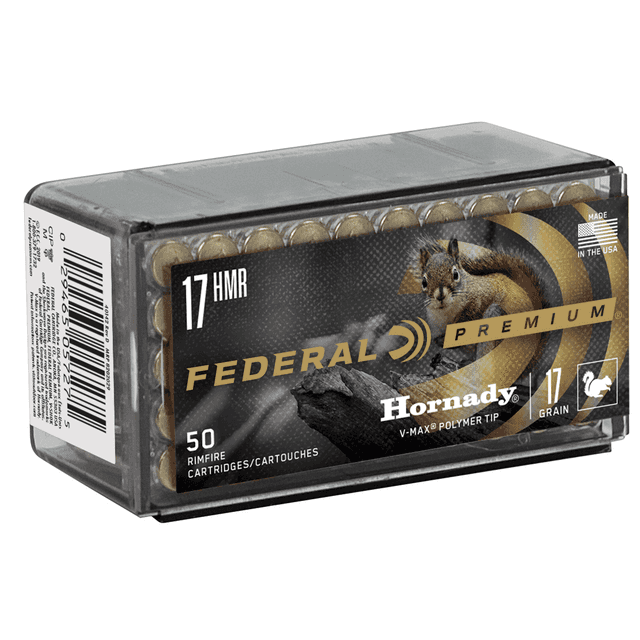 Federal P771 Premium Varmint & Predator 17 HMR 17 gr Hornady V Max 50 Per Box Federal P771 Premium Varmint & Predator 17 HMR 17 gr Hornady V Max 50 Per Box