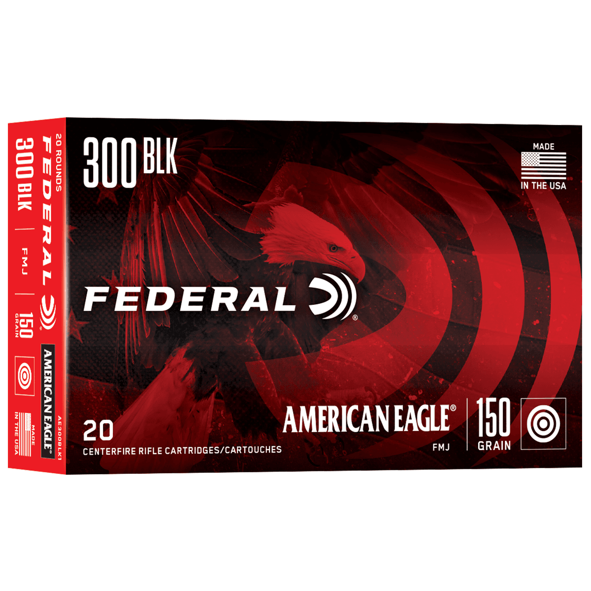 Federal American Eagle .300 AAC Blackout 150 Grain FMJ Ammunition (20 Rounds) Federal American Eagle .300 AAC Blackout 150 Grain FMJ Ammunition (20 Rounds)