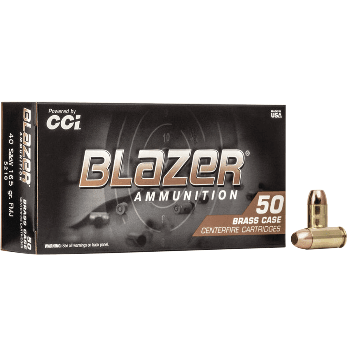 CCI Blazer Brass 40 S&W 165 gr Full Metal Jacket Handgun Ammo CCI Blazer Brass 40 S&W 165 gr Full Metal Jacket Handgun Ammo