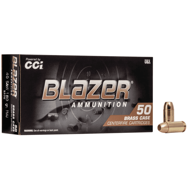 CCI Blazer Brass 40 S&W 180 gr Full Metal Jacket Handgun Ammo CCI Blazer Brass 40 S&W 180 gr Full Metal Jacket Handgun Ammo