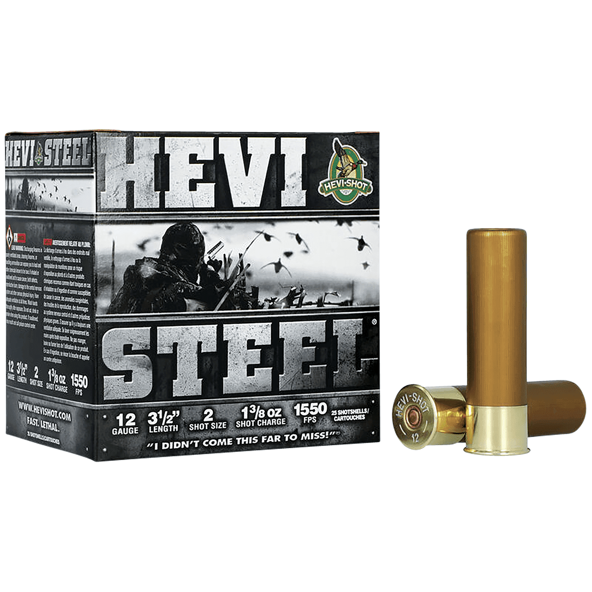 HEVI-Shot HS65002 HEVI-Steel 12 Gauge 3.50" 1 3/8 oz 2 Shot 25 Per Box HEVI-Shot HS65002 HEVI-Steel 12 Gauge 3.50" 1 3/8 oz 2 Shot 25 Per Box
