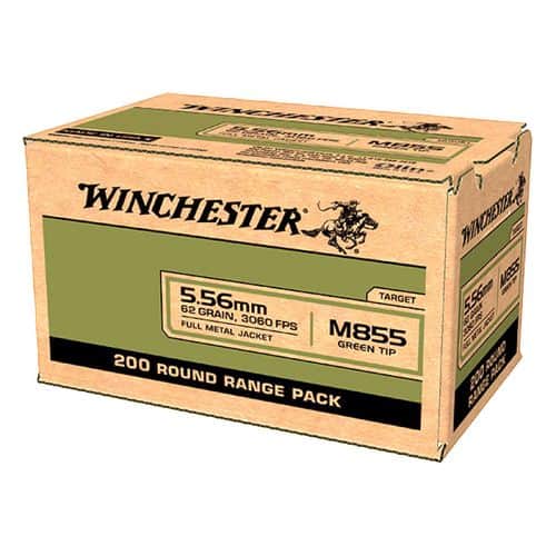 Winchester Ammo USA M855 Green Tip 5.56x45mm NATO 62 gr Full Metal Jacket - WM855200 Winchester Ammo USA M855 Green Tip 5.56x45mm NATO 62 gr Full Metal Jacket - WM855200