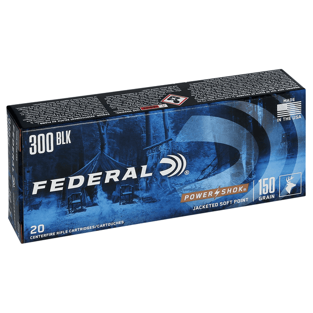 Federal 300BLKB Power-Shok 300 Blackout 150 gr Jacketed Soft Point 20 Per Box Federal 300BLKB Power-Shok 300 Blackout 150 gr Jacketed Soft Point 20 Per Box