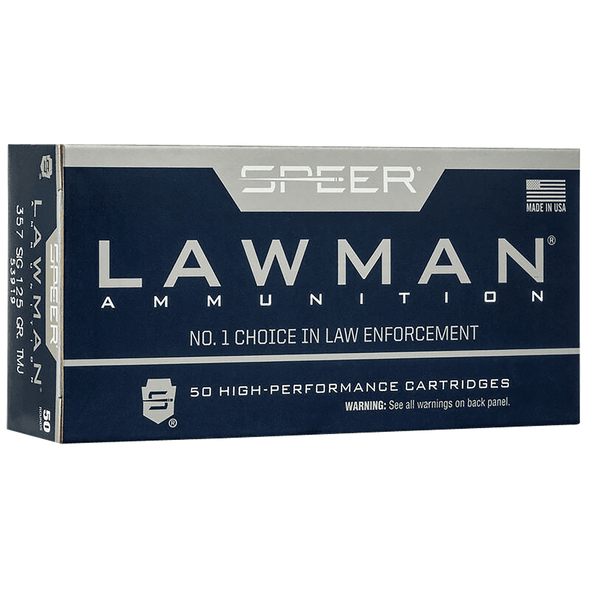 Speer 53919 Lawman 357 Sig 125 gr 1325 fps Total Metal Jacket Flat Nose Speer 53919 Lawman 357 Sig 125 gr 1325 fps Total Metal Jacket Flat Nose