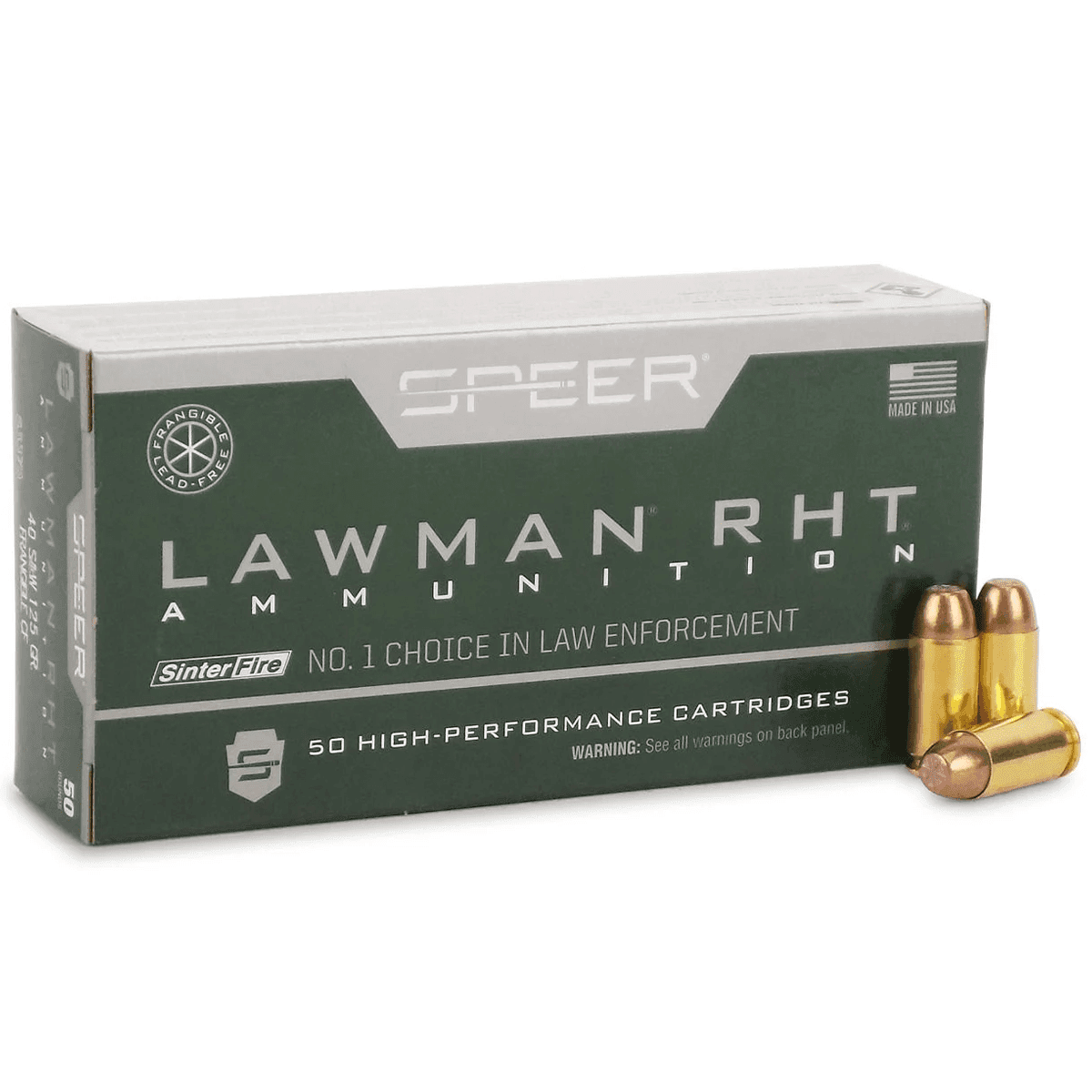 Speer 53375 Lawman Training RHT 40 S&W 125 gr SinterFire Frangible 50 Per Box Speer 53375 Lawman Training RHT 40 S&W 125 gr SinterFire Frangible 50 Per Box