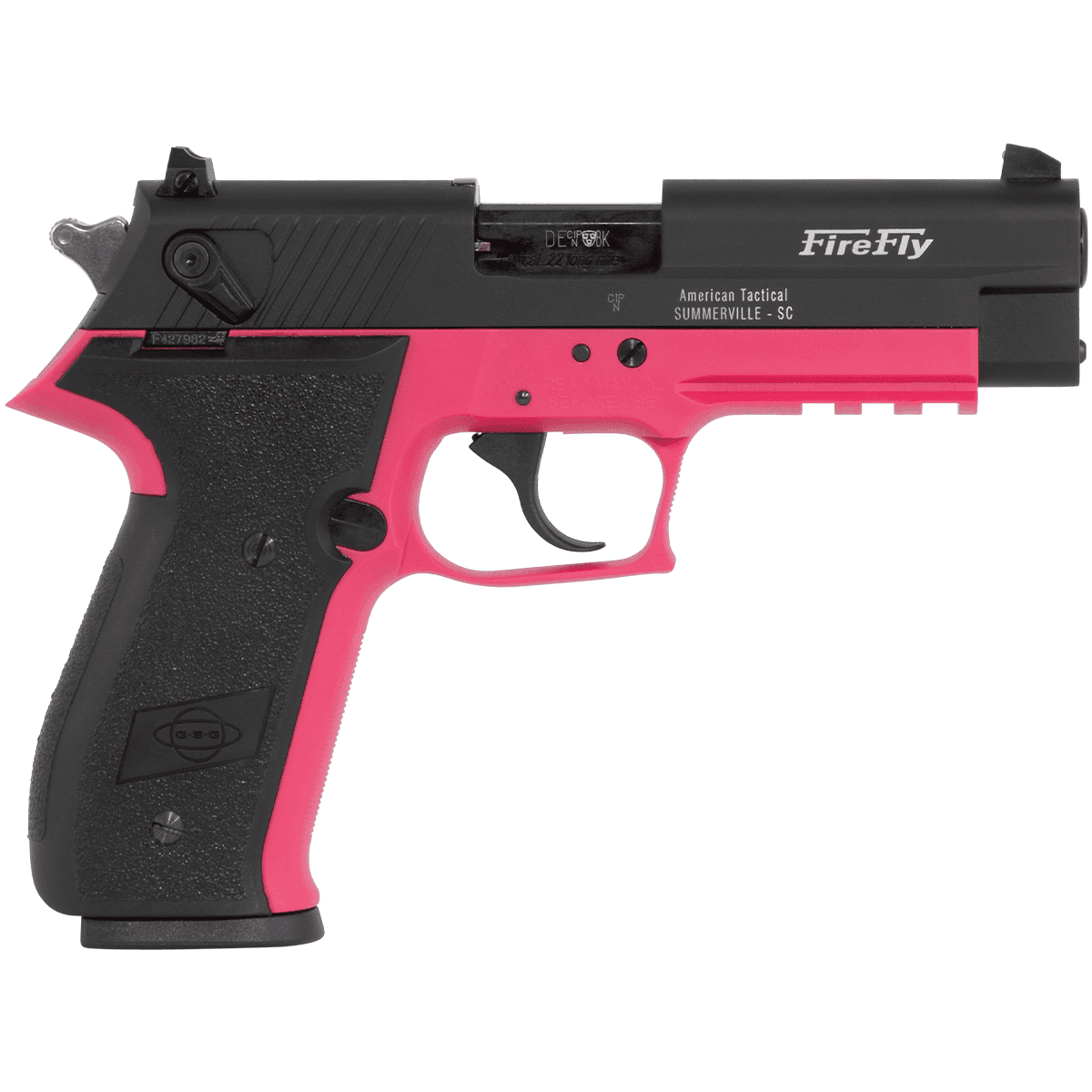 ATI GSG Firefly .22LR 4" Pink/Black Semi Automatic Handgun ATI GSG Firefly .22LR 4" Pink/Black Semi Automatic Handgun