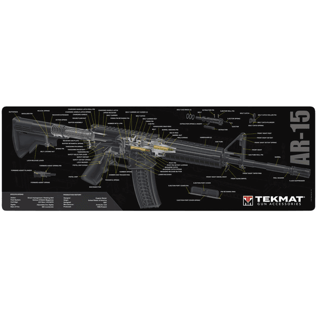 TekMat Cleaning Mat Black/White Rubber 12"x36" AR-15 3D Cutaway TekMat Cleaning Mat Black/White Rubber 12"x36" AR-15 3D Cutaway