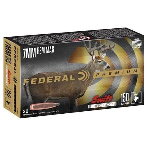 Federal P7RSS1 Premium 7mm Rem Mag 150 gr Swift Scirocco II 20 Per Box Federal P7RSS1 Premium 7mm Rem Mag 150 gr Swift Scirocco II 20 Per Box