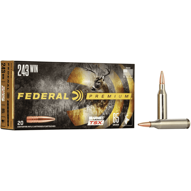 Federal P243K Premium 243 Win 85 gr Barnes TSX 20 Per Box Ammo Federal P243K Premium 243 Win 85 gr Barnes TSX 20 Per Box Ammo