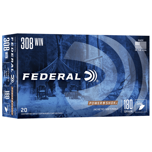 Federal Power-Shok .308 Winchester Ammunition 20 Rounds 180 Grain Jacketed Soft Point 2570fps Federal Power-Shok .308 Winchester Ammunition 20 Rounds 180 Grain Jacketed Soft Point 2570fps