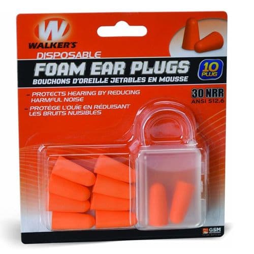Walkers 10 Count (5 Pair), 30 DB Foam Ear Plugs w/ Carrying Case Walkers 10 Count (5 Pair), 30 DB Foam Ear Plugs w/ Carrying Case
