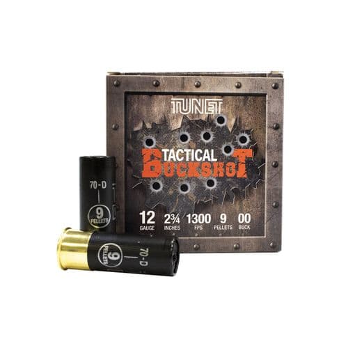 Tunet Tactical 12 Gauge - 2-3/4" 9 Pellets 00 Buckshot Tunet Tactical 12 Gauge - 2-3/4" 9 Pellets 00 Buckshot