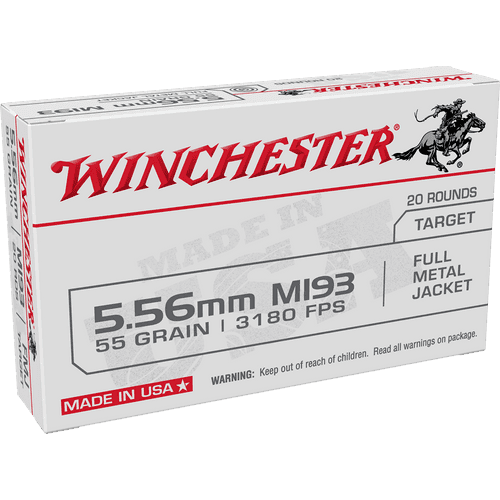 Winchester WM193 5.56mm Ammo 55gr FMJ 20rds Winchester WM193 5.56mm Ammo 55gr FMJ 20rds