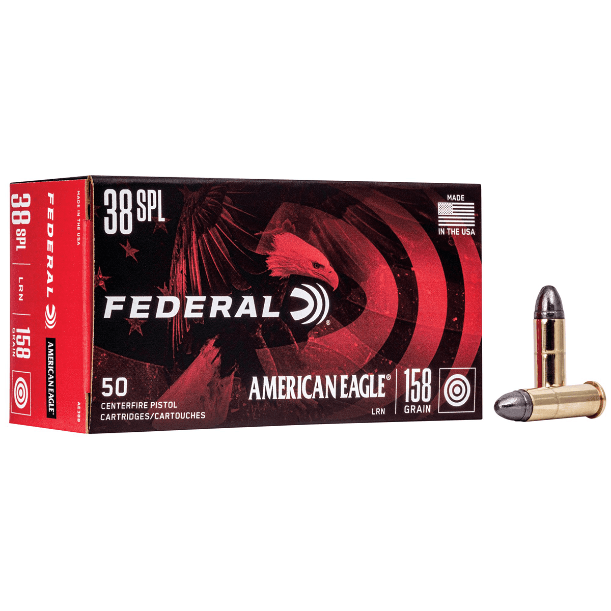 Federal .38 Special American Eagle 158 Grain Lead Round Nose Ammunition (50 Rounds) Federal .38 Special American Eagle 158 Grain Lead Round Nose Ammunition (50 Rounds)